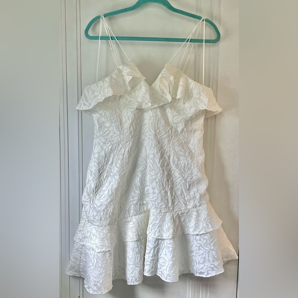 $210 NEW C/MEO Collective More To Give Mini Dress Ivory Womens Large Asymmetric